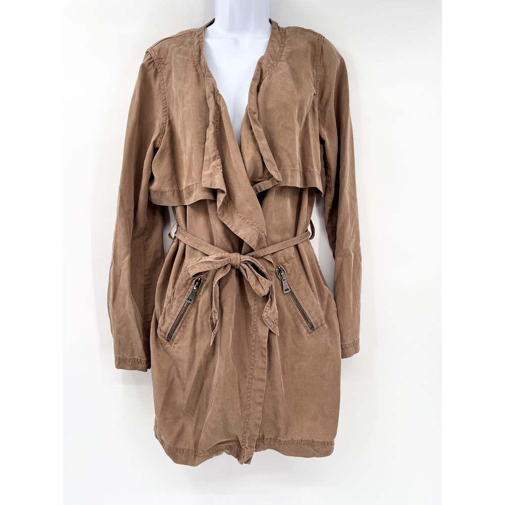 CARTONNIER Anthropologie Women's Size M Tan 2-Snap Mid-Length (3/4) Trench Coat